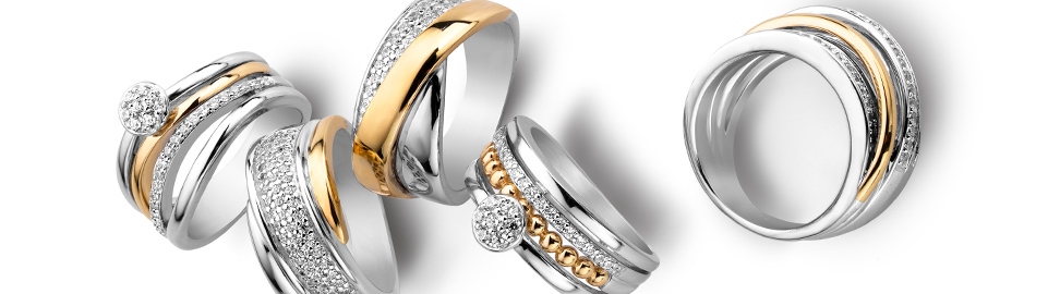 Ringen van zilver met goud