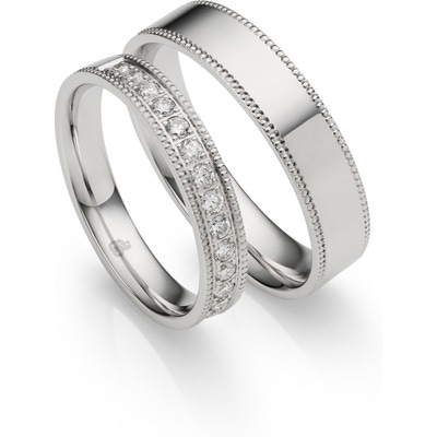 Rauschmayer RM-18 14k witgouden en palladium trouwringen met 0,57 ct diamant