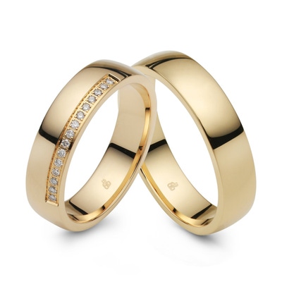 Rauschmayer RM-31 14k gouden trouwringen met 0,075 ct diamant