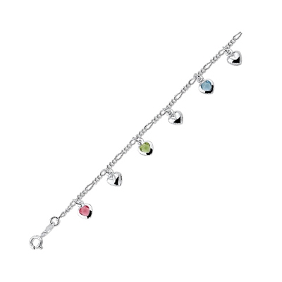 armband hart meerdere kleuren zirkonia 16 cm zilver wit