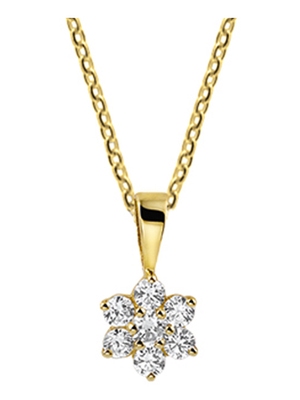 hanger zirkonia halo 14K geelgoud