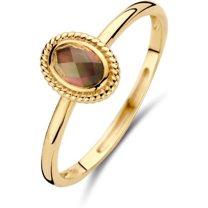 Blush 1239YBQ 14k gouden ring met parelmoer en pure kwarts