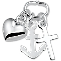 hanger geloof hoop en liefde zilver gerhodineerd