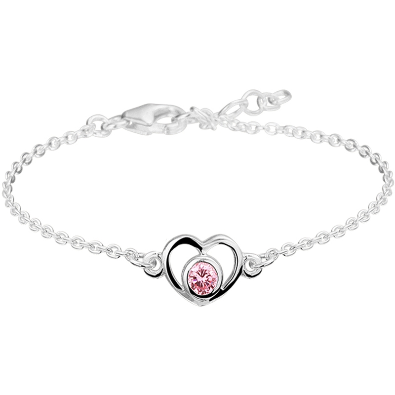 Treasure Collection TC-43147 Zilveren armband met hartje roze recht