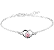 armband hart en zirkonia 13 - 15 cm zilver gerhodineerd
