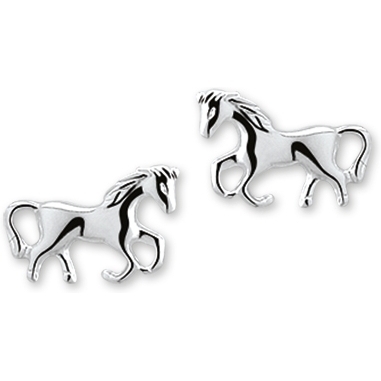 Treasure Collection TC-43153 Zilveren oorknoppen paardjes zilver 9,5 mm breed