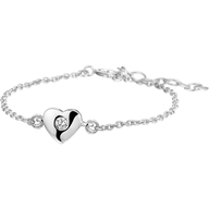 armband hart en zirkonia 15 mm 13  3 cm zilver gerhodineerd