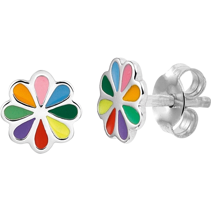 Treasure Collection TC-44288 Zilveren oorknoppen emaille 7x7 mm