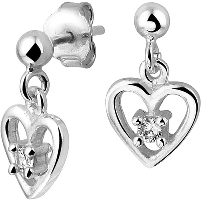 oorknoppen hart zirkonia zilver gerhodineerd