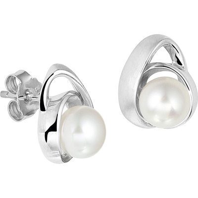 oorknoppen parel zilver gerhodineerd