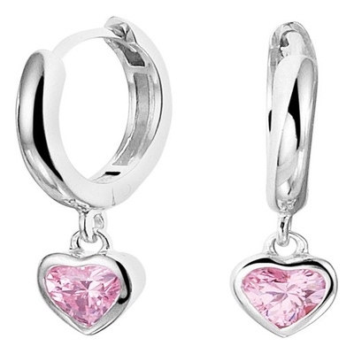 klapoorringen hart roze zirkonia zilver gerhodineerd