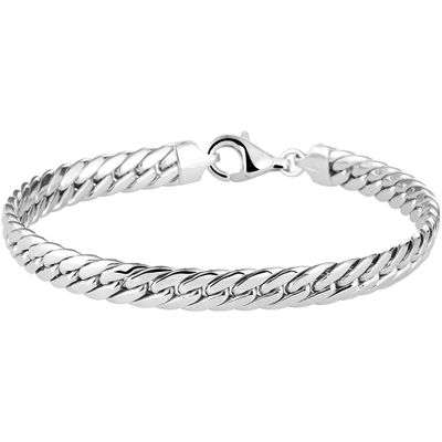 armband gourmet 60 mm 19 cm zilver gerhodineerd