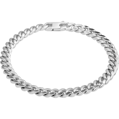 armband gourmette 6-zijdes geslepen 56 mm 19 cm zilver gerhodineerd