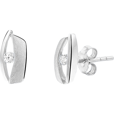 oorknoppen zirkonia polimat zilver gerhodineerd