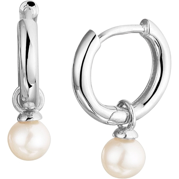 Treasure Collection L702 Zilveren klapcreolen met parel 12 mm