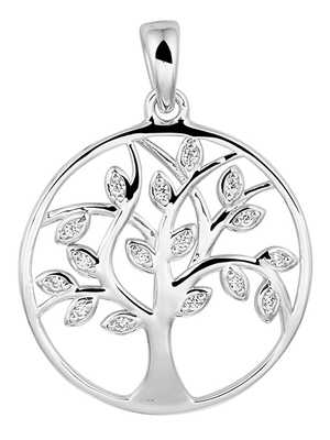 hanger levensboom zirkonia zilver gerhodineerd
