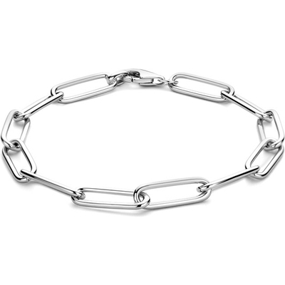 armband paperclip ronde buis 56 mm 19 cm zilver gerhodineerd