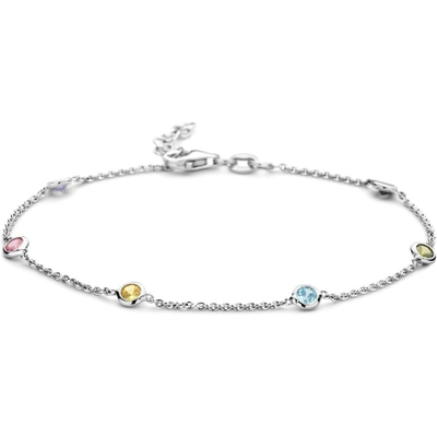 armband meerdere kleuren zirkonia 18  2 cm zilver gerhodineerd