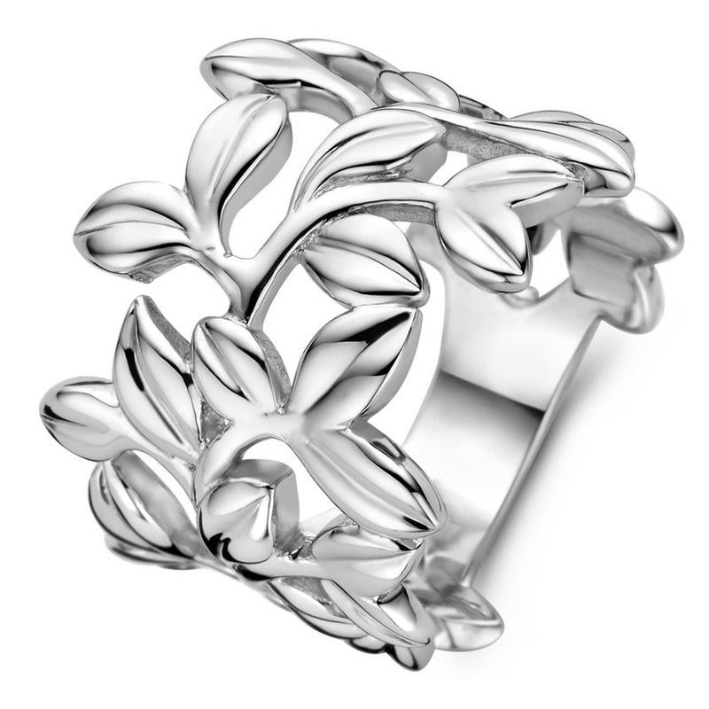 884329 Zilveren ring met bladeren 16,5 mm