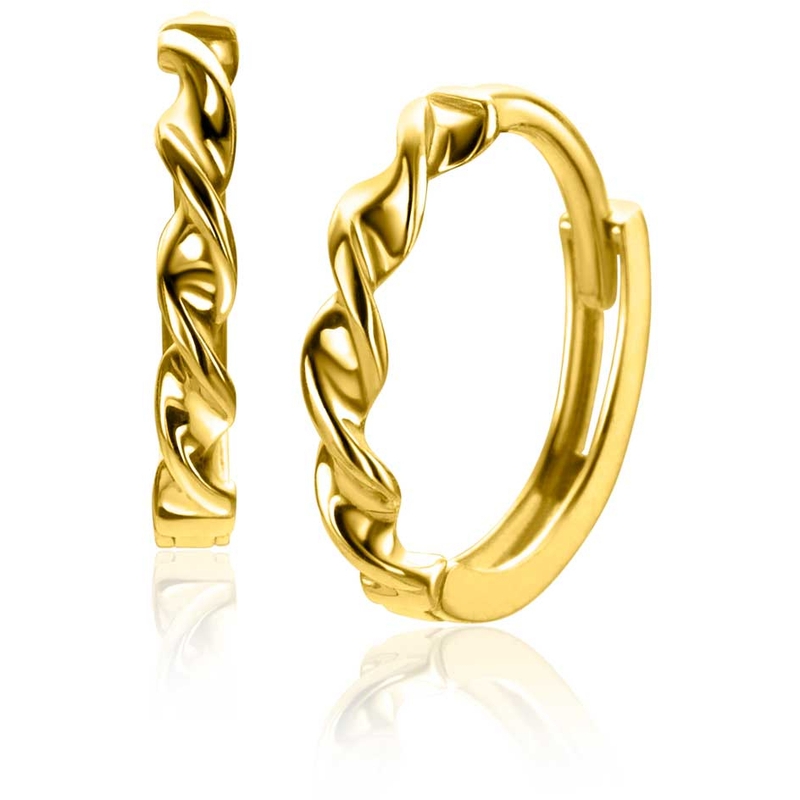 13mm ZINZI Gold 14 krt gouden oorringen met gedraaide buis en luxe scharniersluiting 13 x 2mm ZGO525