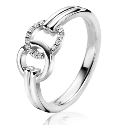 ZINZI ZIR2266 Zilveren ring 2 rondjes zirkonia