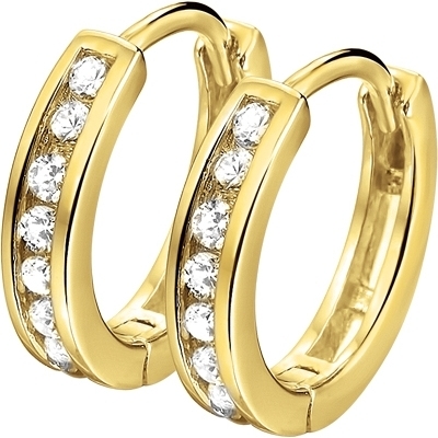 Treasure Collection TC-48609 Zilveren klapcreolen goudkleurig met zirkonia