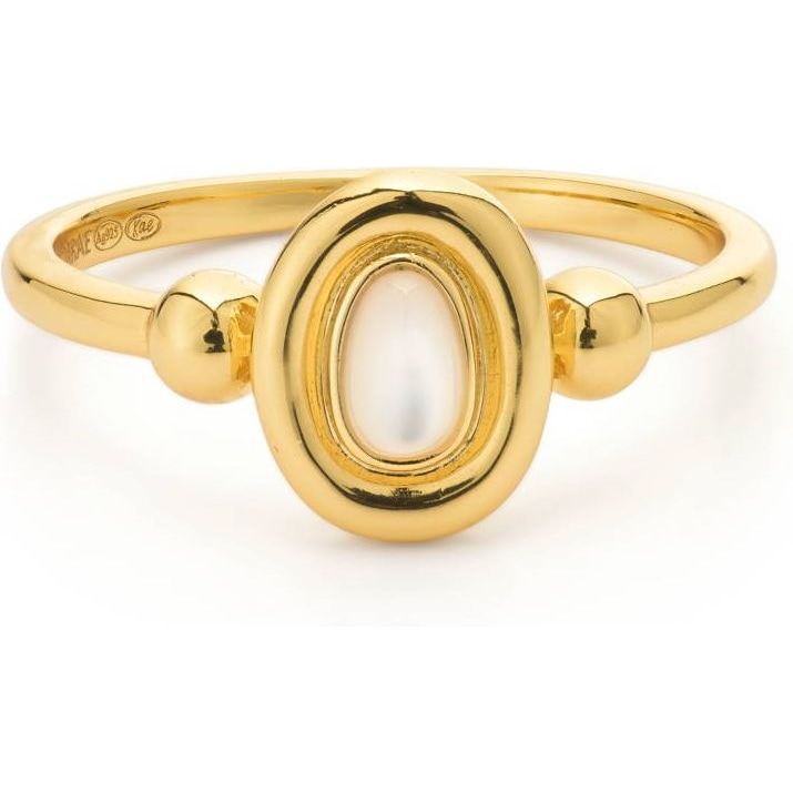 24Kae 124145Y Goudkleurige ring met parel ovaal