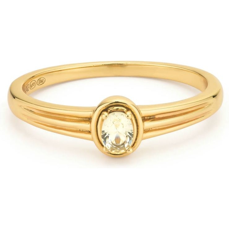 24Kae 124149Y Goudkleurige ring met ovale champagne zirkonia