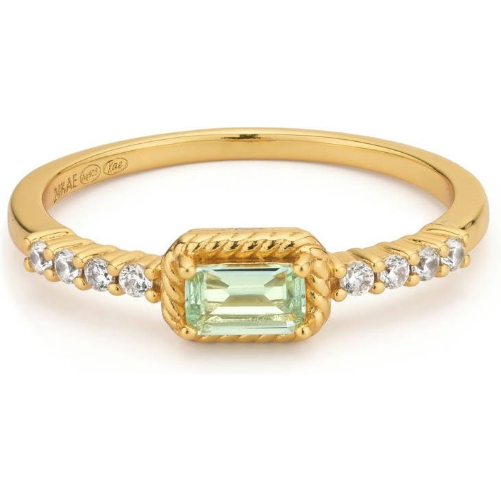 24Kae 124150Y Goudkleurige ring met groene zirkonia