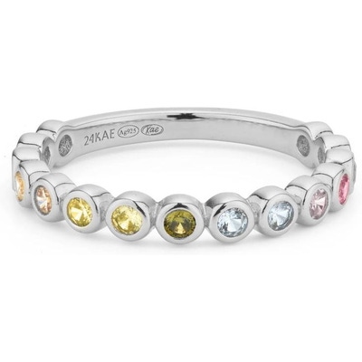 24Kae 124157S Zilveren rijring met gekleurde zirkonia