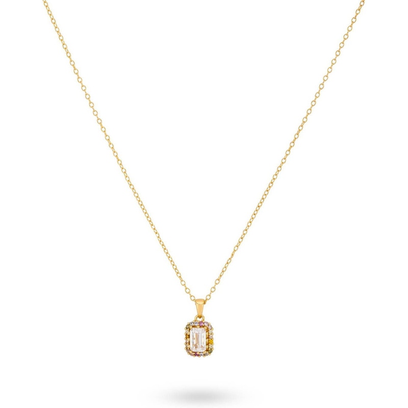 24Kae 32487Y Goudkleurige ketting met gekleurde zirkonia 40-45 cm