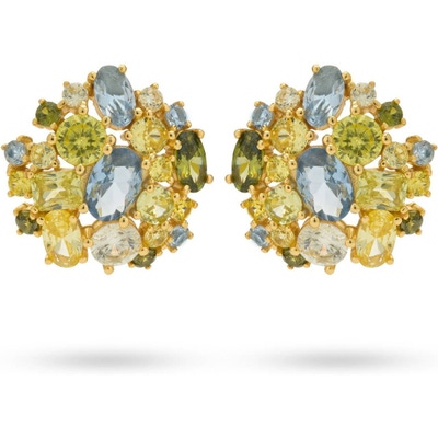 24Kae 424119Y Goudkleurige oorknopjes met gekleurde zirkonia