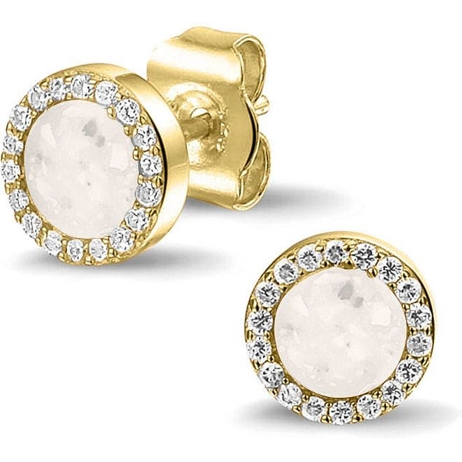 See You 302-SE 14k gouden oorknoppen met moedermelk zirkonia