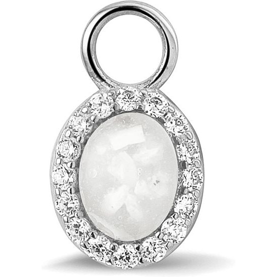 See You 312-SE Zilveren oorbedel ovaal moedermelk met zirkonia