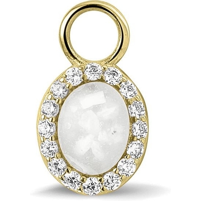 See You 312-SE-Y14 14k gouden oorbedel ovaal moedermelk met zirkonia