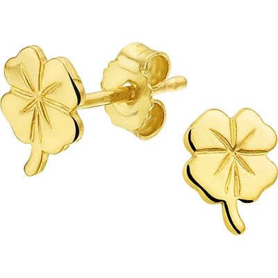 oorknoppen klaver 75 mm 14K geelgoud
