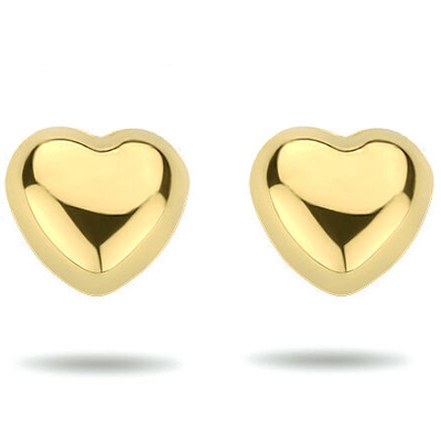oorknoppen hart massief 14K geelgoud