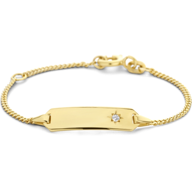 Treasure Collection TC-33619 14 karaat gouden naamplaat armband kinderen met zirkonia