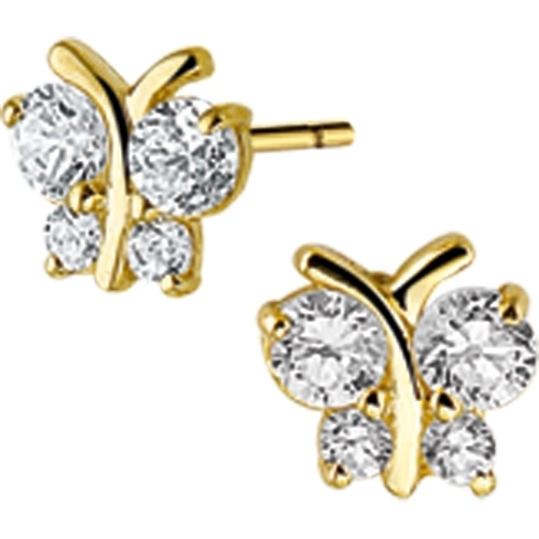 Treasure Collection TC-35045 Geelgouden oorknoppen zirkonia 5,5 mm breed