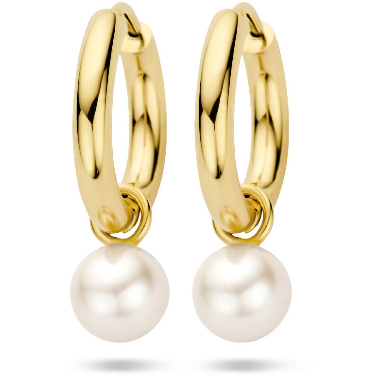 Treasure Collection TC-50653 14 karaat gouden klapcreolen met parel 14,5 mm