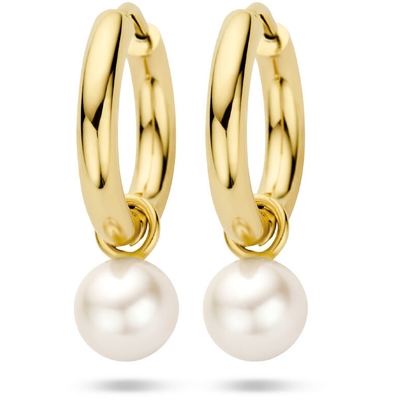 klapoorringen parel 14K geelgoud