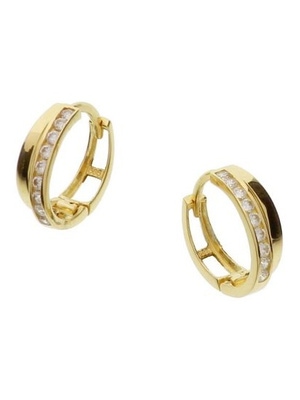 klapoorringen zirkonia 12 mm 14K geelgoud