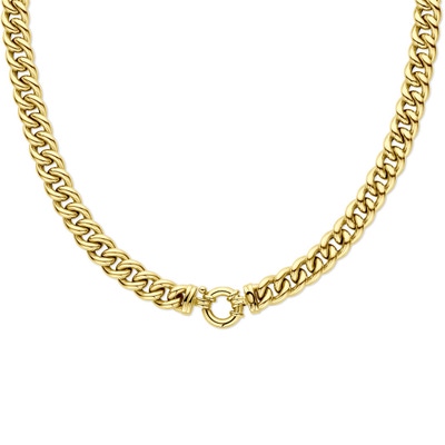 collier gourmette 105 mm 47 cm met groot springslot 14K geelgoud