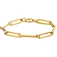 armband paperclip vierkante buis 60 mm 19 cm 14K geelgoud