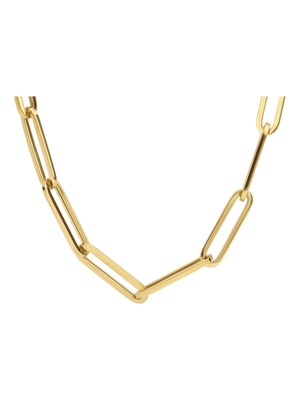 collier paperclip vierkante buis 60 mm 45 cm 14K geelgoud