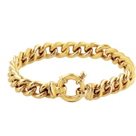 armband gourmette 9 mm 19 cm met groot springslot 14K geelgoud