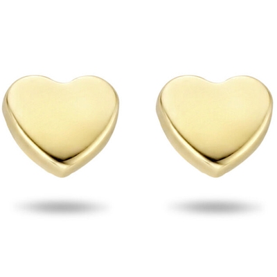 oorknoppen hart 4 mm 14K geelgoud