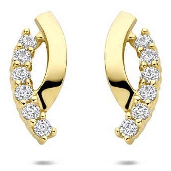 oorknoppen zirkonia 14K geelgoud