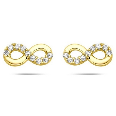 oorknoppen infinity zirkonia 4 mm 14K geelgoud