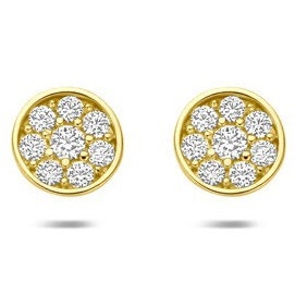 oorknoppen zirkonia 4 mm 14K geelgoud